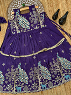 Effortless Embroidery Work Pure Gold crush Lehengha and Top for Kids