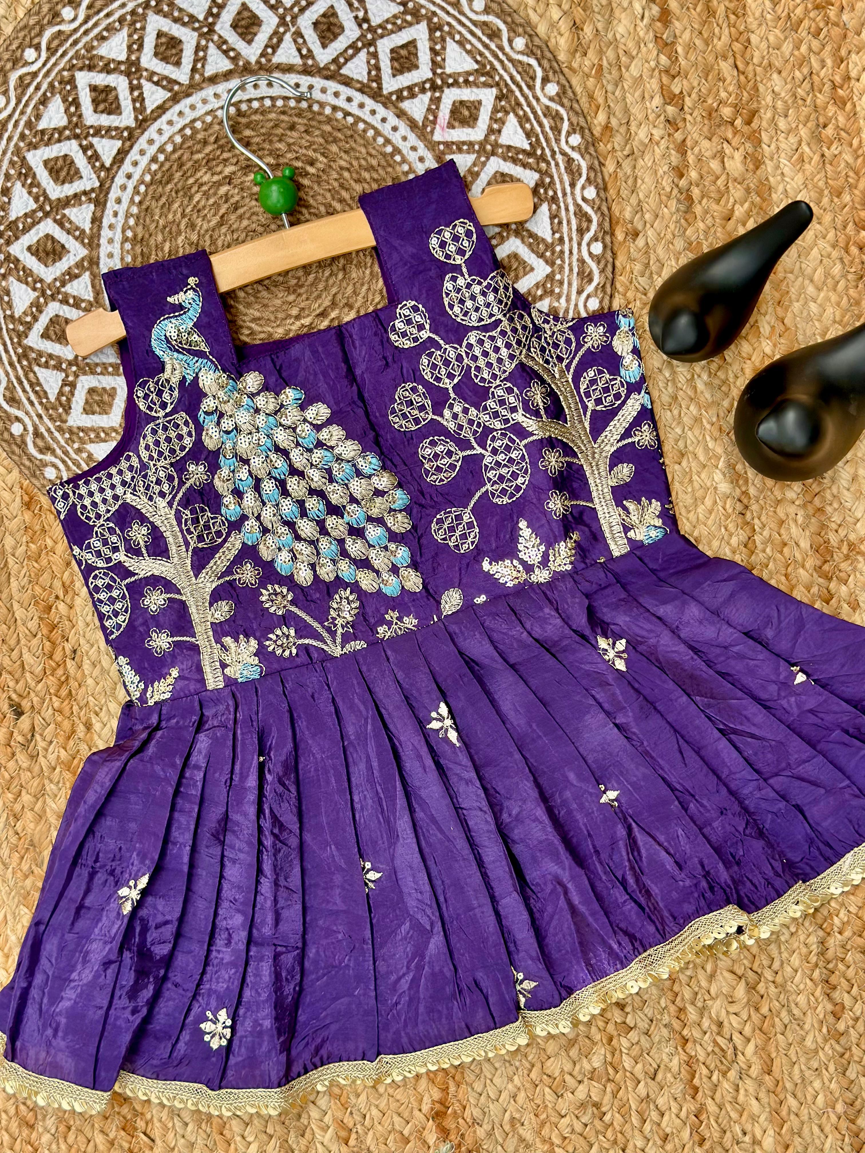 Effortless Embroidery Work Pure Gold crush Lehengha and Top for Kids