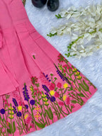 Super Hit Chain Work on Pure Khadi Cotton Fabric Kids Frock