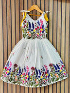 Pure Cotton Embroidered Kids Frock – Multi-color Floral Embroidery Work