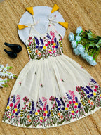 Pure Cotton Embroidered Kids Frock – Multi-color Floral Embroidery Work