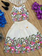 Beautiful Embroidered Kids Lehenga Choli Featuring Vibrant Bird And Floral Motifs