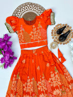 Royal Banarasi Peacock Design Kids Lehenga Choli Set