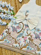 Super Hit Embroidery Work on Pure Khadi Cotton Fabric Kids Frock
