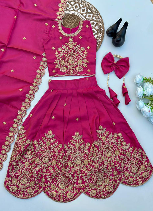 Designer Tissue Simmer Fabric Lehenga Choli with Gold Embroidery