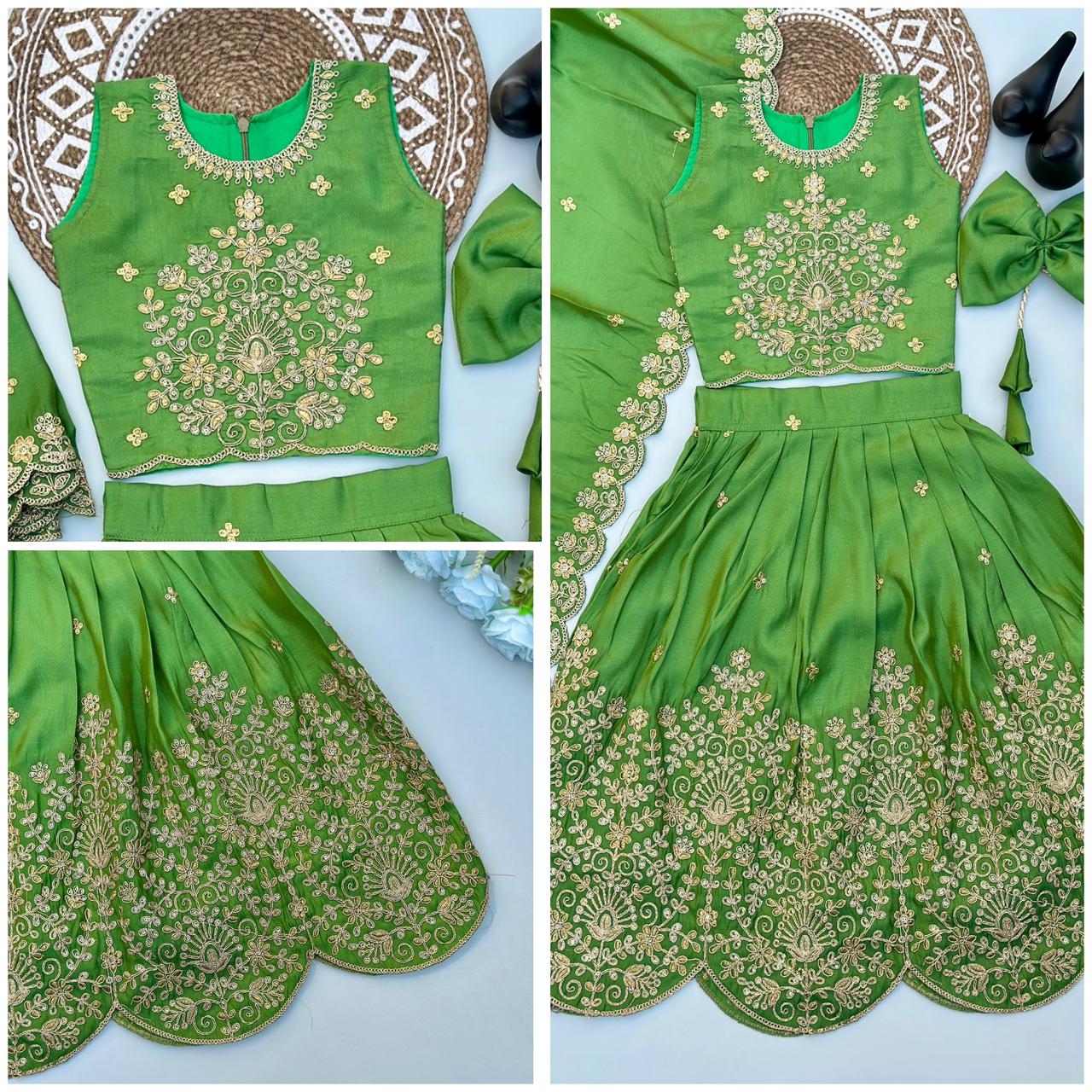Designer Tissue Simmer Fabric Lehenga Choli with Gold Embroidery