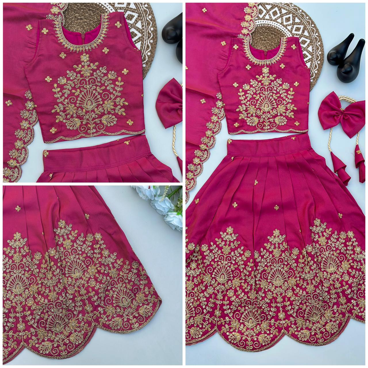 Designer Tissue Simmer Fabric Lehenga Choli with Gold Embroidery