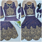 Designer Tissue Simmer Fabric Lehenga Choli with Gold Embroidery