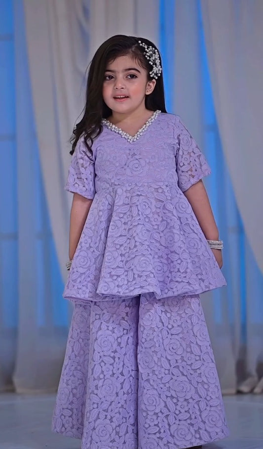 Myra Lavender Pearl Princess Sharara Set