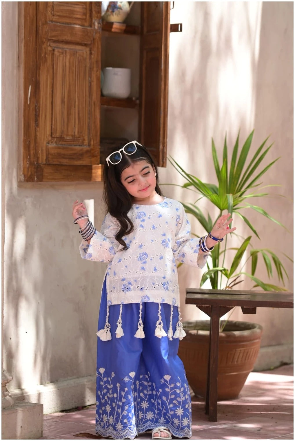 Anaya Blue Blossom Sharara Set