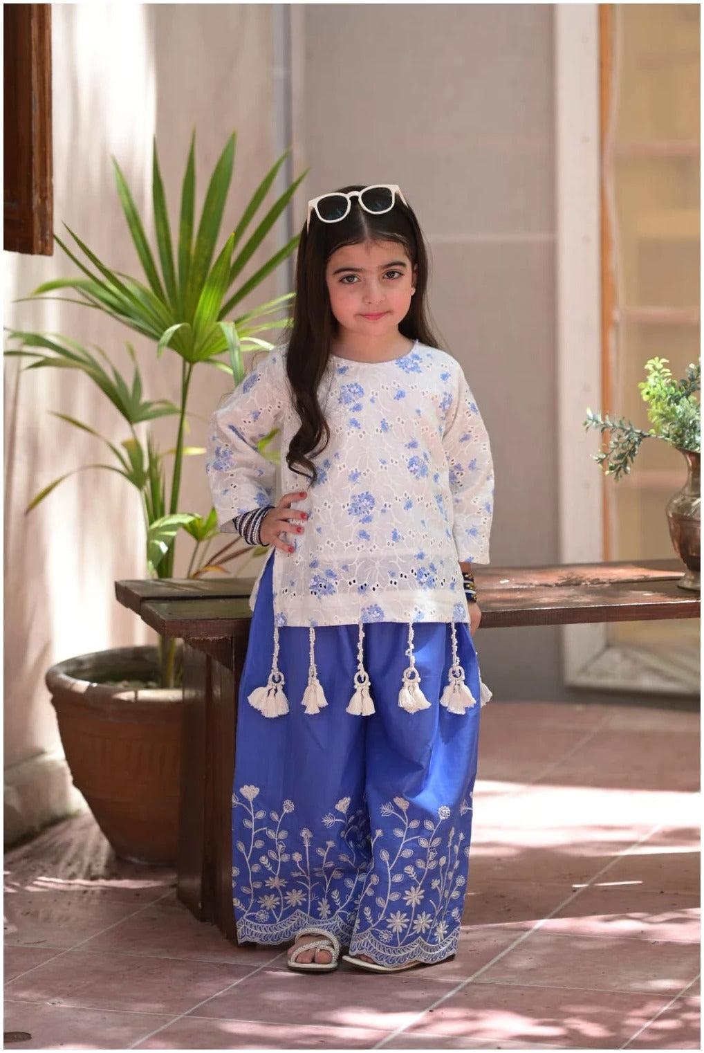 Anaya Blue Blossom Sharara Set