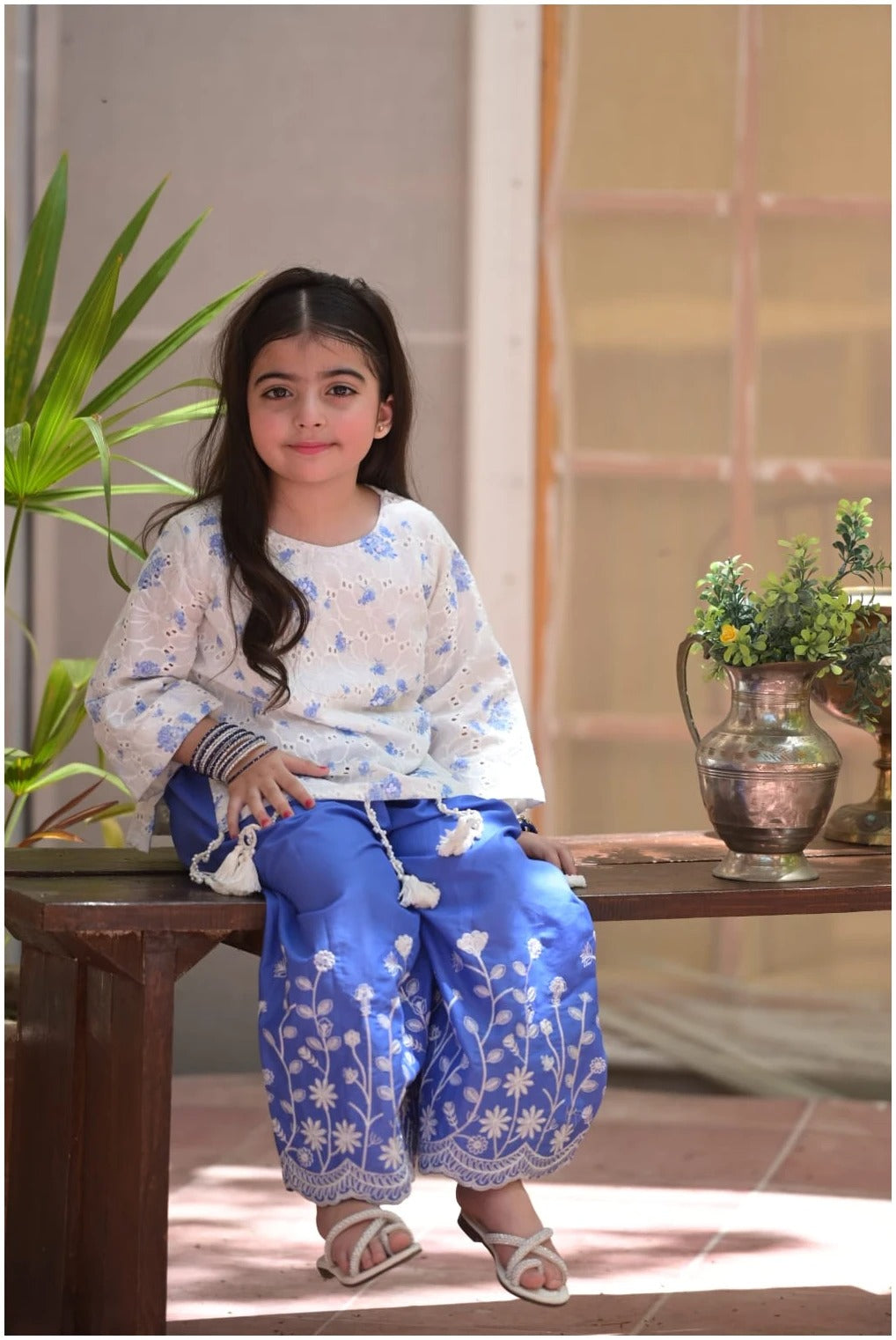 Anaya Blue Blossom Sharara Set