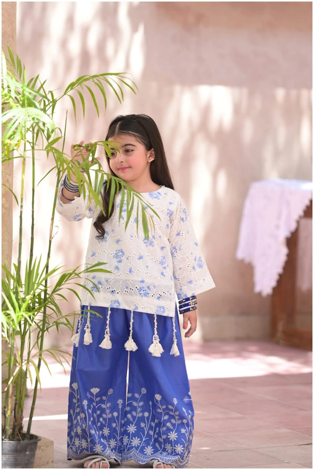 Anaya Blue Blossom Sharara Set