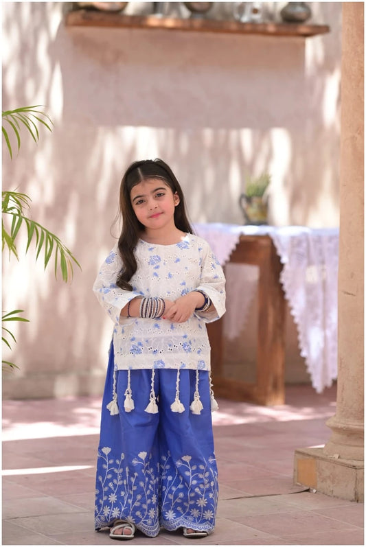 Anaya Blue Blossom Sharara Set
