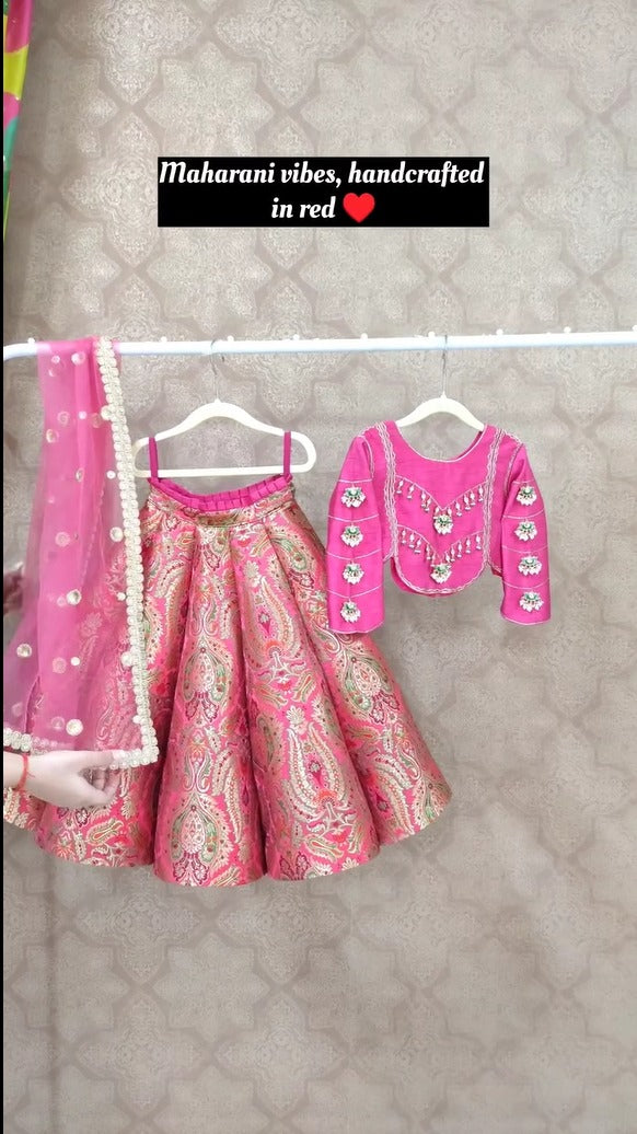 Royal Pink Brocade Lehenga Choli Set