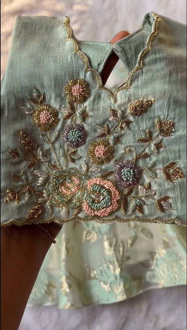 Meher Mint Embroidered Lehenga Set