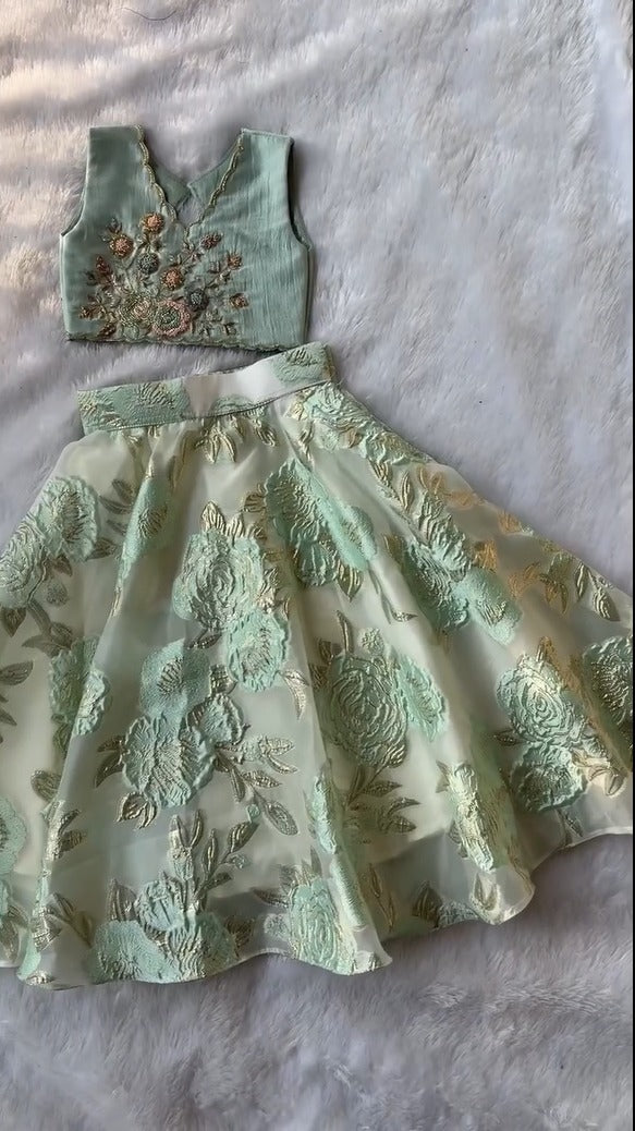 Meher Mint Embroidered Lehenga Set