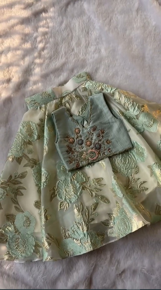 Meher Mint Embroidered Lehenga Set