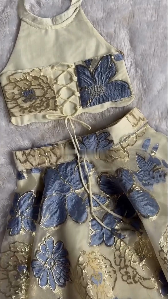 Royal Blue Blossom Lehenga Set