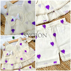 Adorable Premium Cotton Heart Embroidered Kids Cord Set