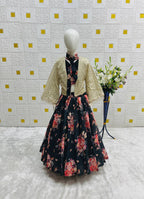 Black Georgette Lehenga Choli With Print