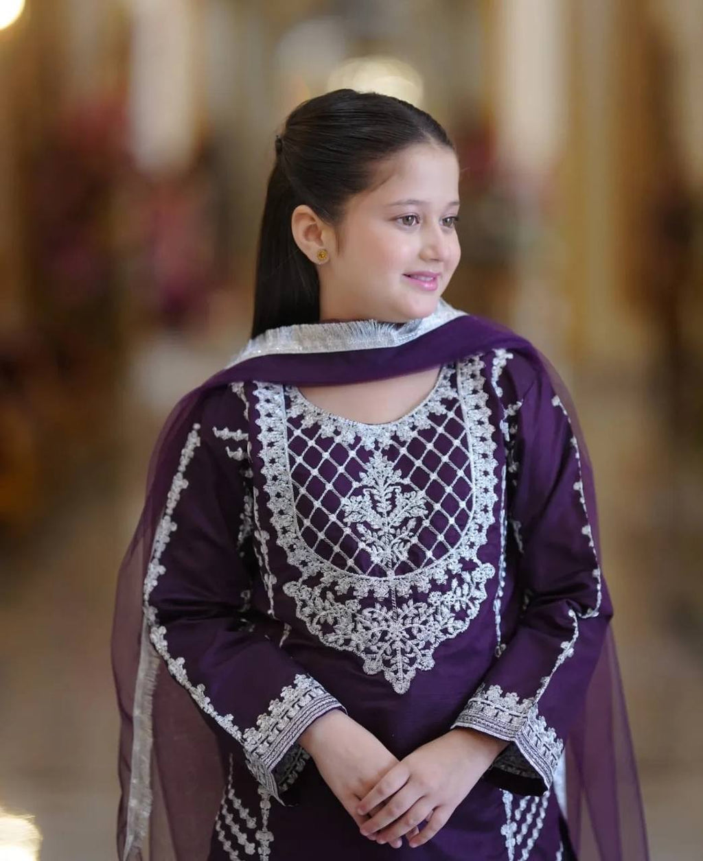 Royal Elegance: Deep Purple And Red Embroidered Plazo Set