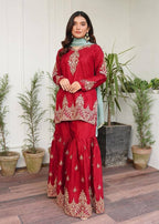 Zariya Red Mother-Daughter Sharara Set