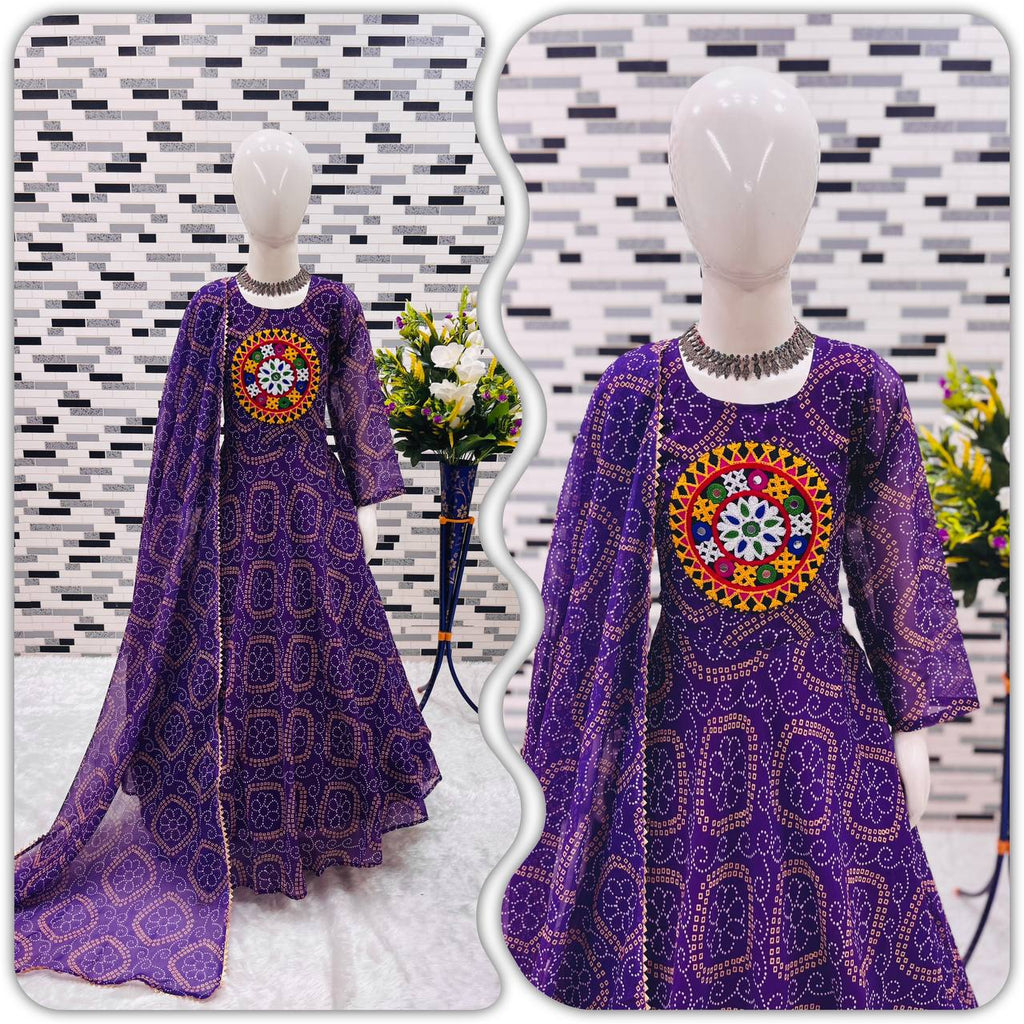 Heavy Fox Georgette Gown With Digital Print work With Gamthi work OC-182