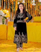 Winter Collection Beautiful Heavy Embroidery Siqunce Work Gown-Pent OC-190