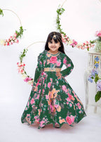 Presenting New Designer Heavy Fox Georgette Gown With Digital Print Work Ready To Wear Collection OC-143-GREEN