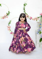 Presenting New Designer Heavy Fox Georgette Gown With Digital Print Work Ready To Wear Collection OC-143-Violet