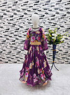 Presenting New Designer Heavy Fox Georgette Gown With Digital Print Work Ready To Wear Collection OC-143-Violet