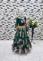Presenting New Designer Heavy Fox Georgette Gown With Digital Print Work Ready To Wear Collection OC-143-GREEN