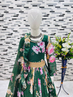 Presenting New Designer Heavy Fox Georgette Gown With Digital Print Work Ready To Wear Collection OC-143-GREEN