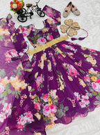 Presenting New Designer Heavy Fox Georgette Gown With Digital Print Work Ready To Wear Collection OC-143-Violet