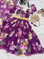 Presenting New Designer Heavy Fox Georgette Gown With Digital Print Work Ready To Wear Collection OC-143-Violet