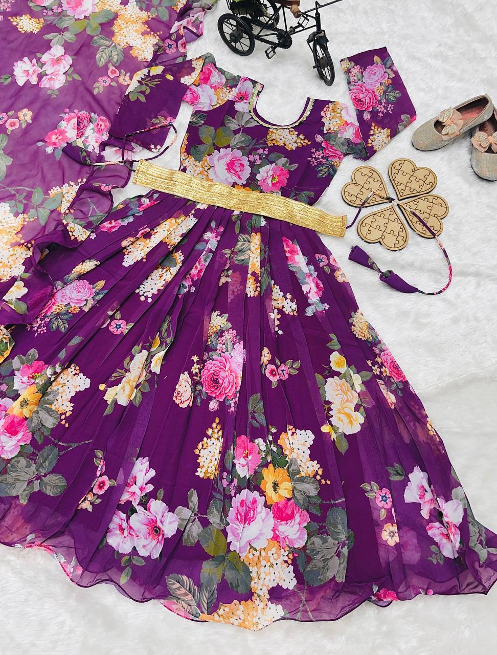 Presenting New Designer Heavy Fox Georgette Gown With Digital Print Work Ready To Wear Collection OC-143-Violet