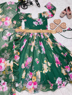 Presenting New Designer Heavy Fox Georgette Gown With Digital Print Work Ready To Wear Collection OC-143-GREEN