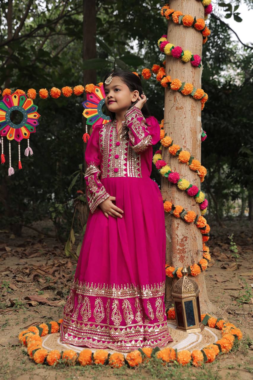 Launching New Collection Beautiful Kids Gown Set OC-196-SCARLET